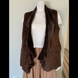 Reversible Brown Suede and Fur Vest